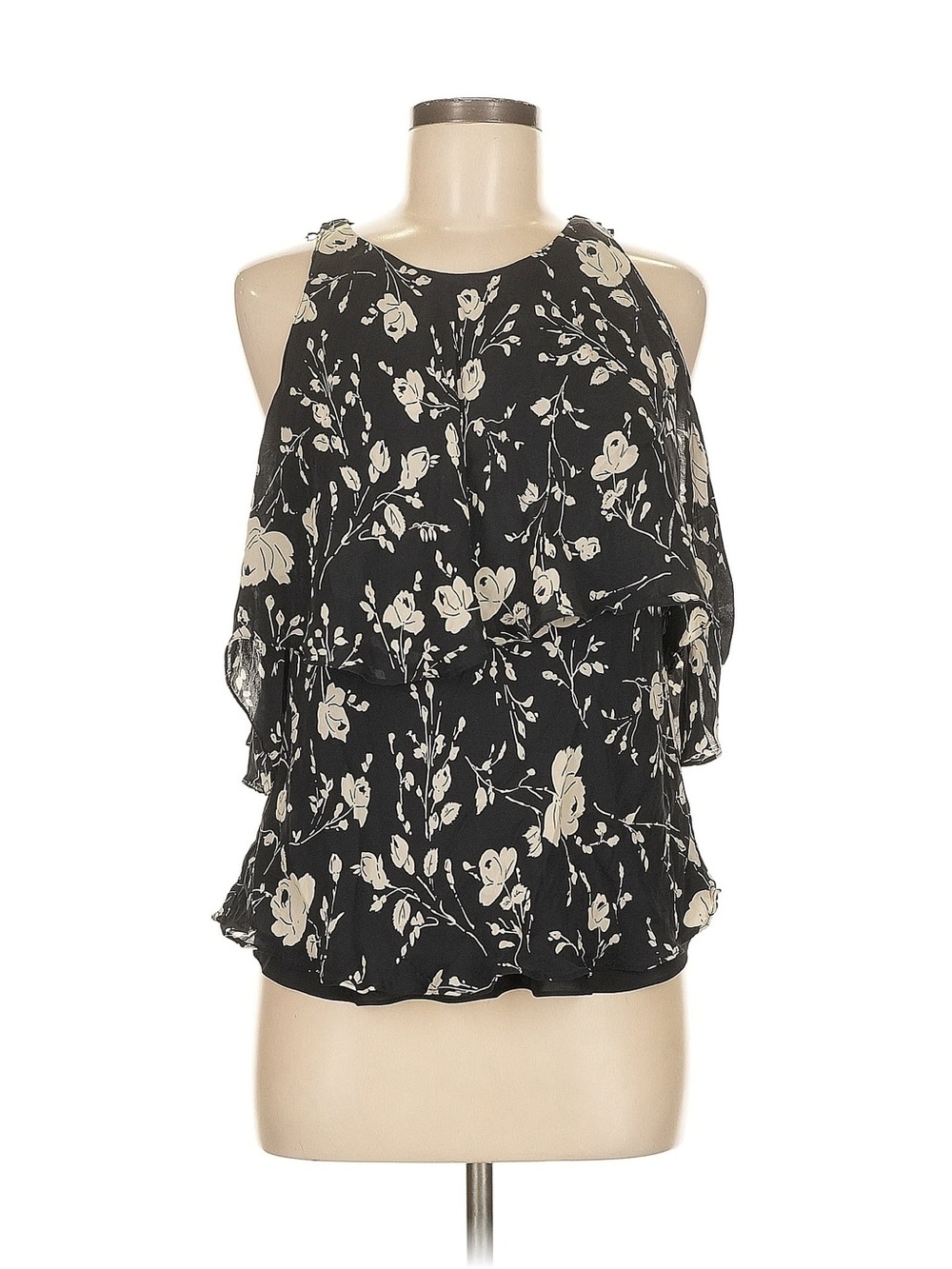 Polo by Ralph Lauren Black Floral Halter Ruffle Camisole